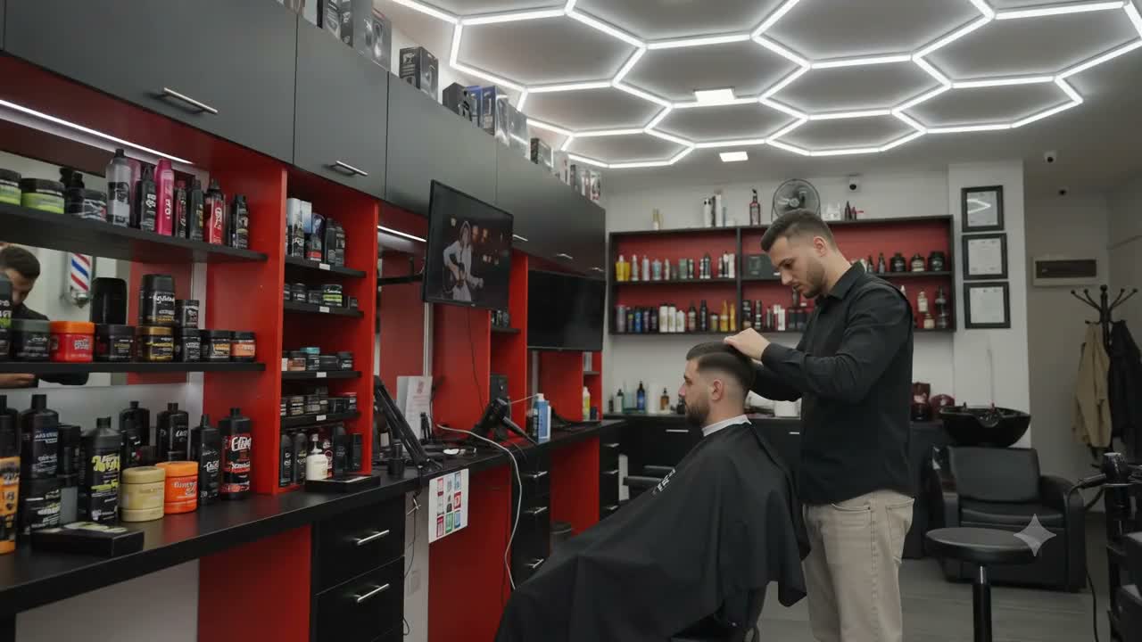Barber finishing a skin fade at Route 66 Barber Shop, Attard