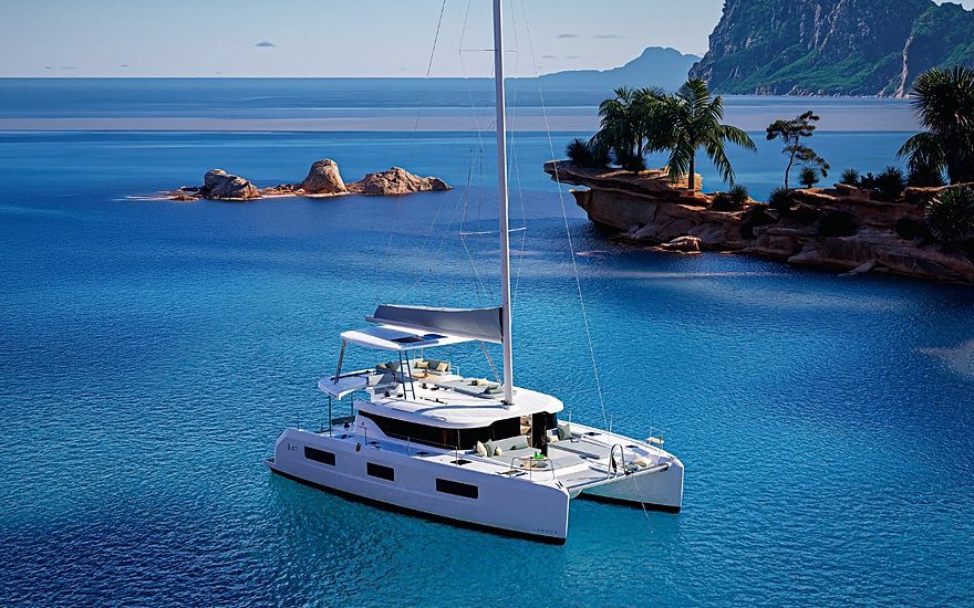 A catamaran under way